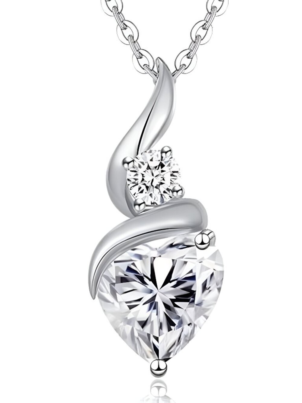 Moissanite Heart Pendant Necklaces for Women, 925 Sterling Silver Necklace